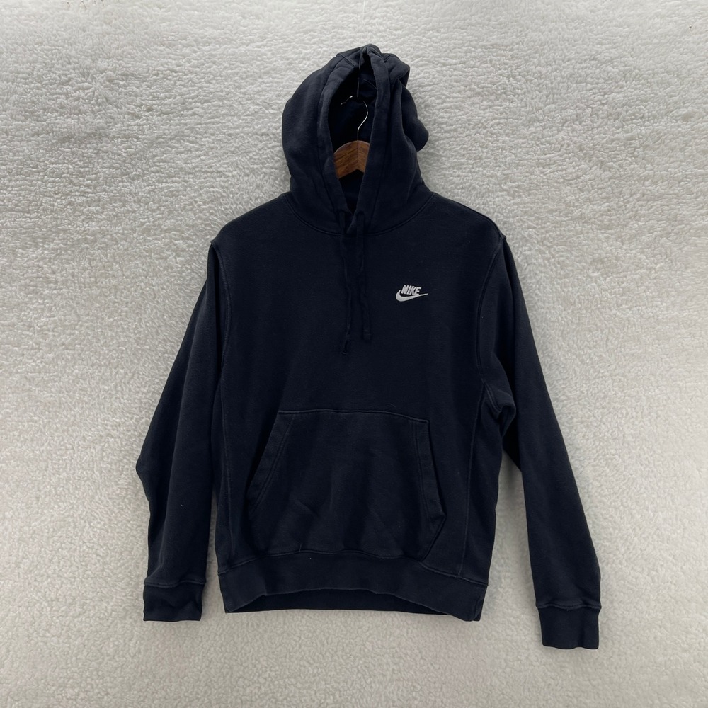 Nike Hoodie Mens Small Black Club Fleece Pullover Sweatshirt Sweater Sports